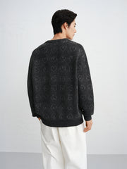 Men's Relaxed Allover Heart Jacquard Sweater