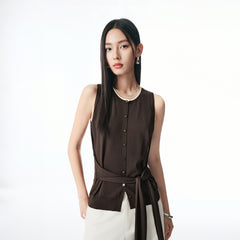Women's Soft Knit Vest with Tie Straps