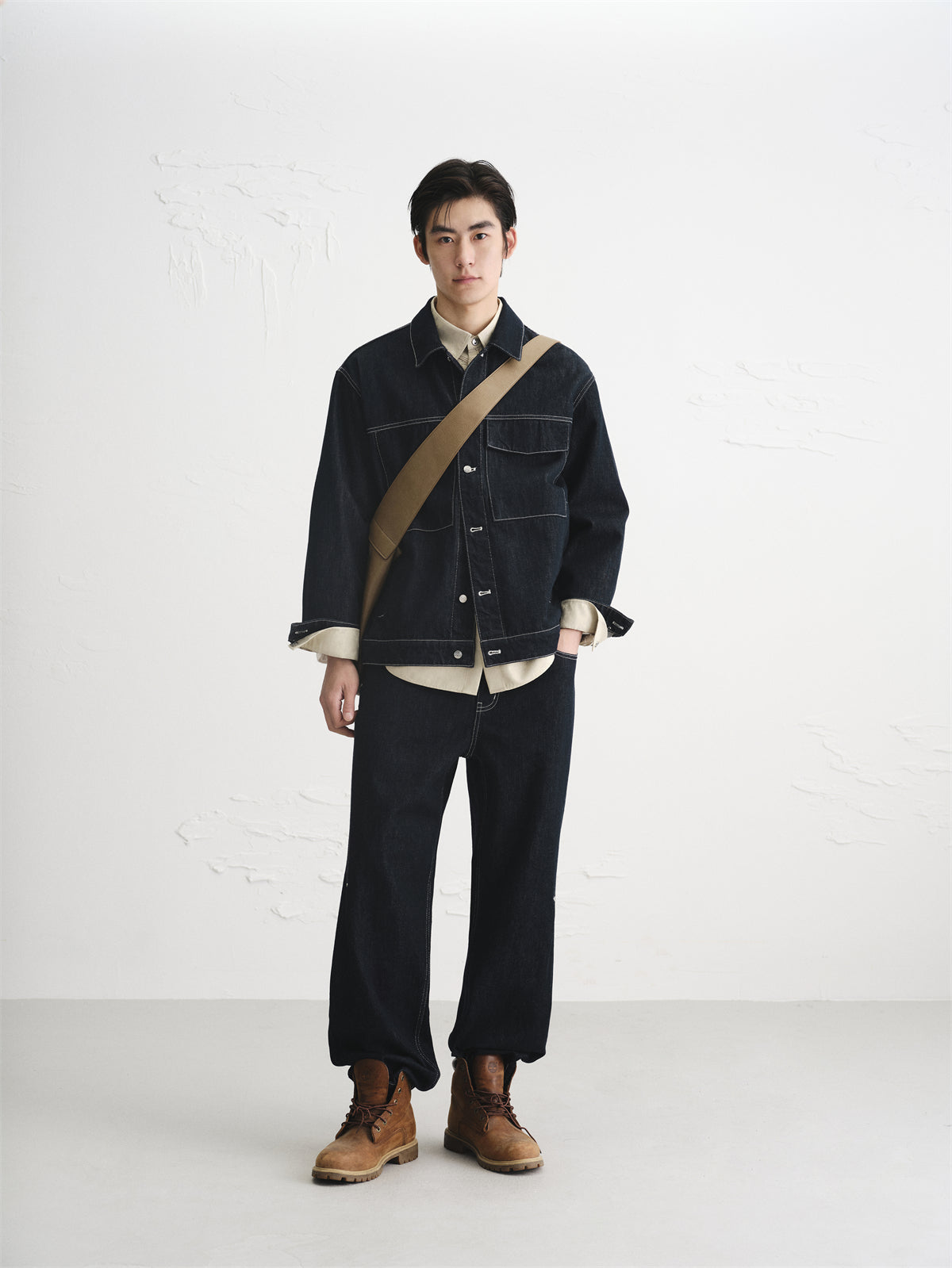 Men's Vintage Contrast Topstitching Denim Jacket