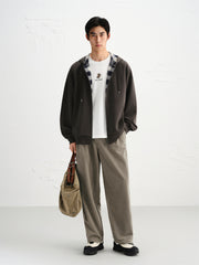 Men's Plaid Panel Zip-Up Hoodie