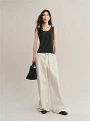Women's Wool U-Neck Knit Vest in Yangtze Yarn
