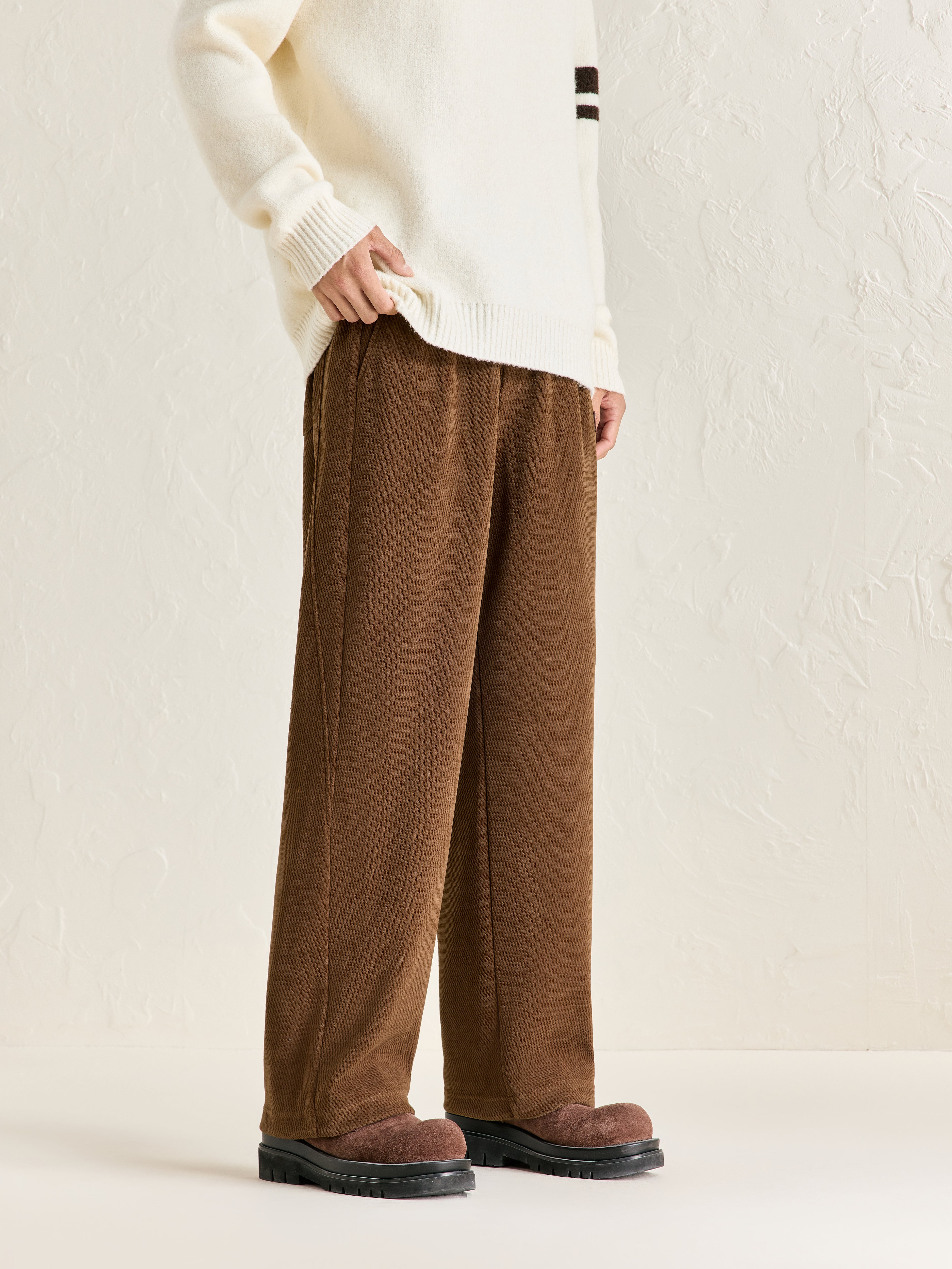 Men's Drawstring Textured Straight Pants