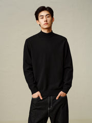 Men's Black Mock Neck Pullover