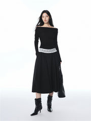 Women's Off-Shoulder Cowl Neck T-Shirt with Lace Trim