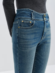 Women's Dark Blue High Waist Flare Jeans