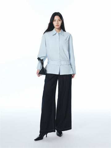 Women's Oversized Shirt with Detachable Belt