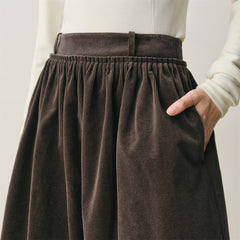 Women's Corduroy Flared Maxi Skirt