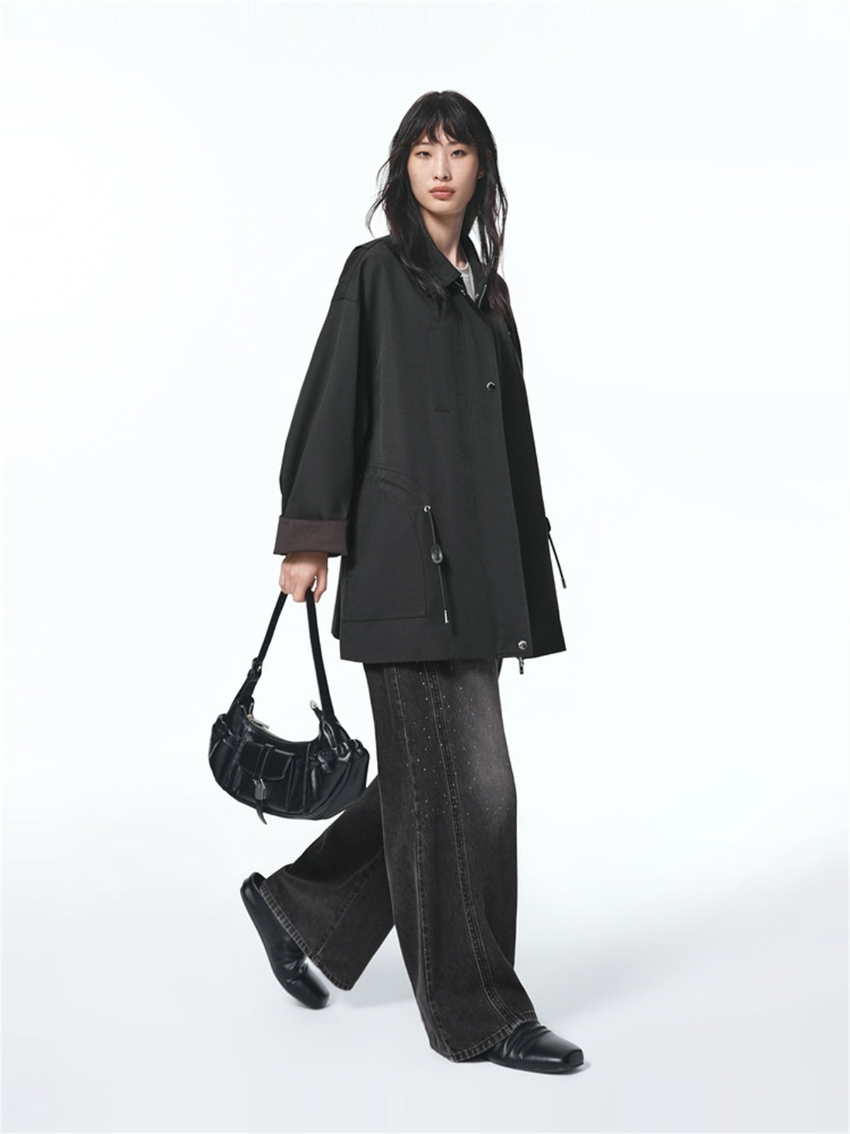 Women's Relaxed Fit Long Drawstring Jacket