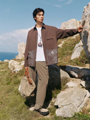 Men's Jacquard-Panel Spliced Shirt