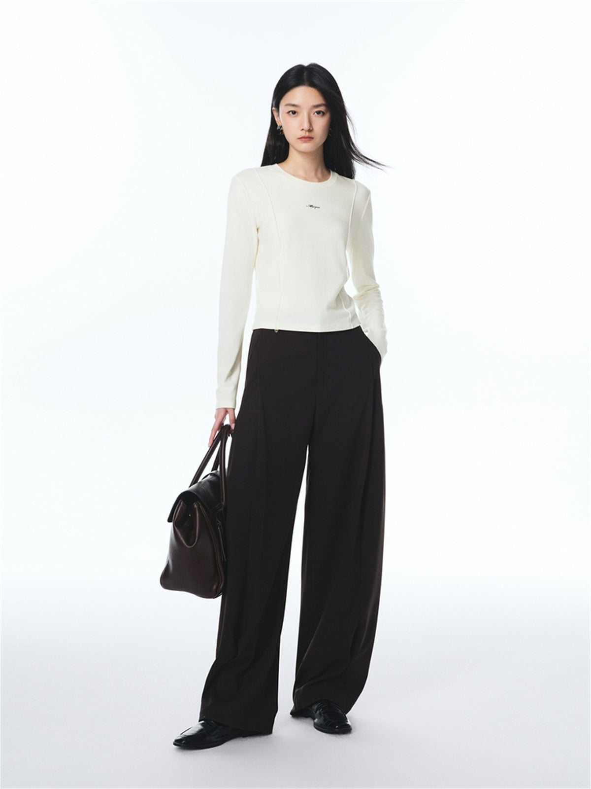 Women's Basic Seam-Detail Long-Sleeve T-Shirt