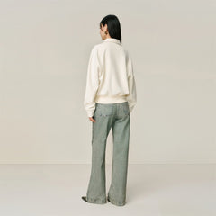 Women's Short Half-Zip Pullover Sweatshirt