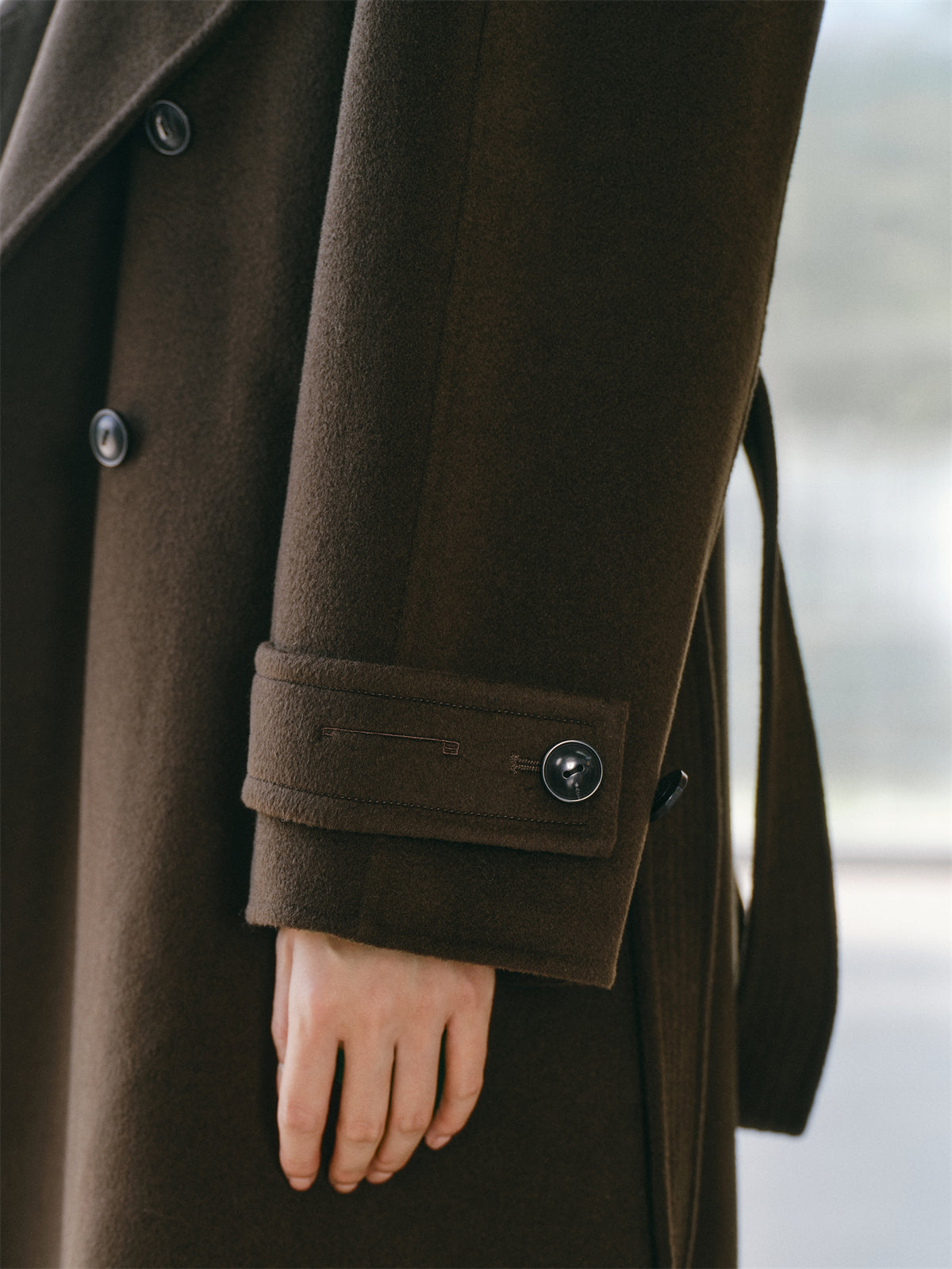 Women's Double-Breasted Trench-Style Cashmere Coat