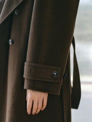 Women's Double-Breasted Trench-Style Cashmere Coat