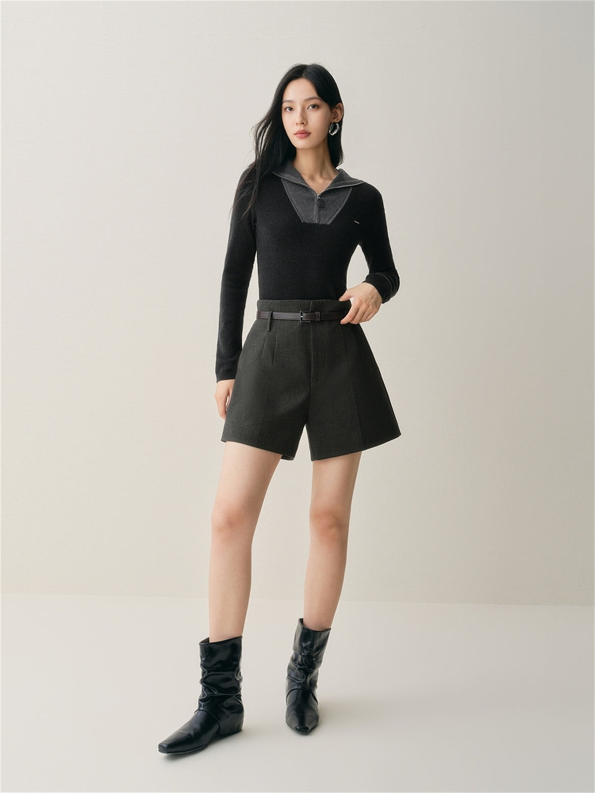 Women's High-Waist Wide-Leg Suit Shorts
