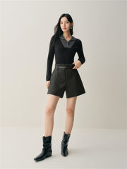 Women's High-Waist Wide-Leg Suit Shorts