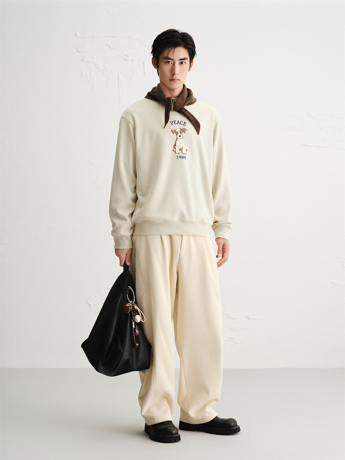 Men's Heavyweight Dog Embroidery Sweatshirt