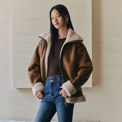 Women's PU Fleece Patchwork Jacket