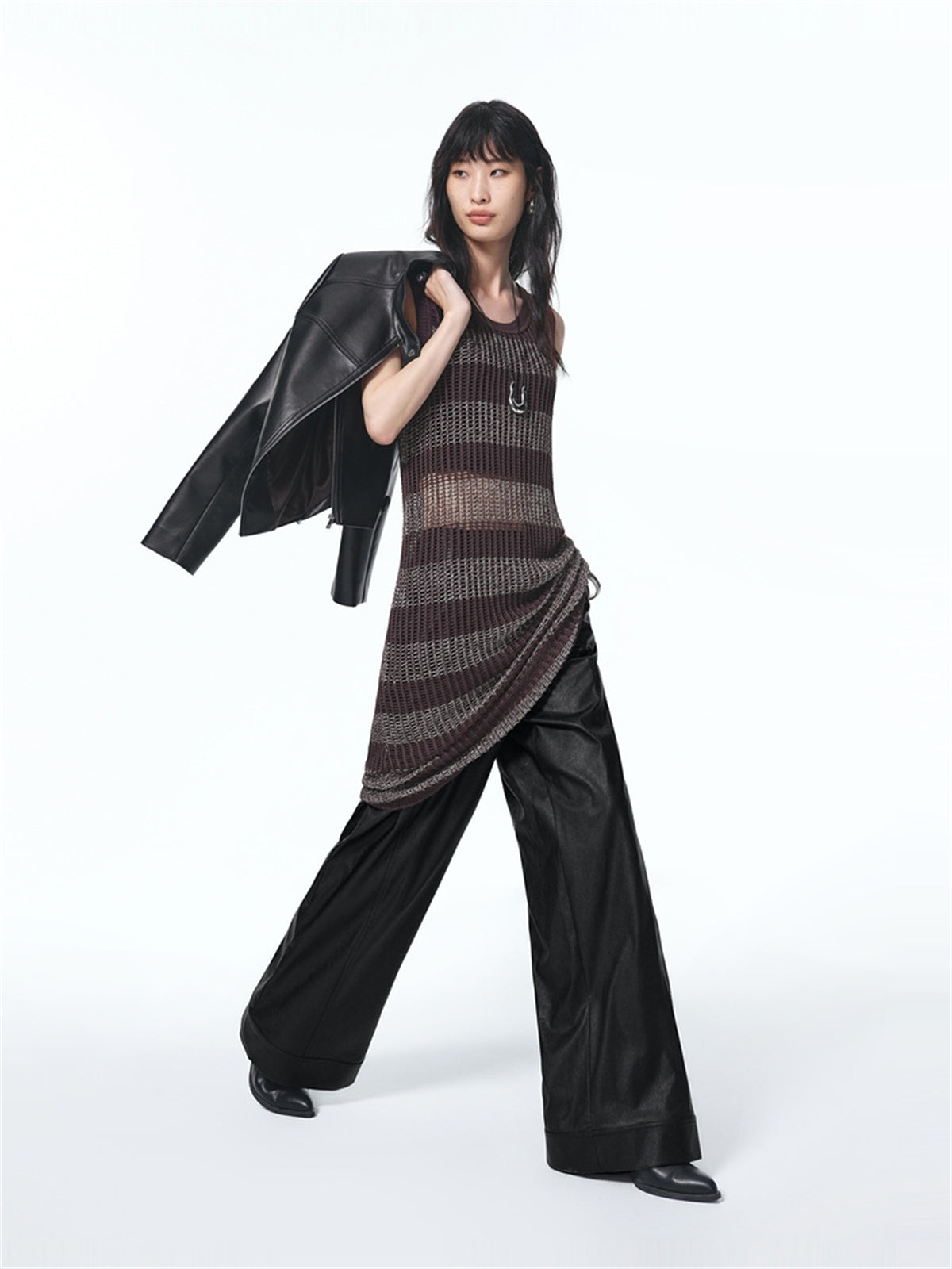 Women's Sleeveless Fitted Striped Knit Dress