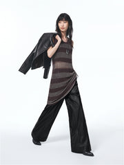 Women's Sleeveless Fitted Striped Knit Dress