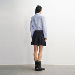 Women's Wool-Blend Pleated A-Line Mini Skirt