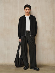 Men's Mixed-Fabric Panel Knit Cardigan