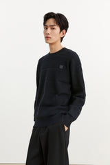 Men's Black Striped Textured Pullover