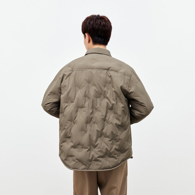 Men's Coffee Quilted Shirt Puffer Jacket