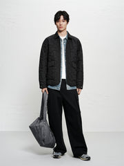 Men's Black Relaxed Quilted Padded Jacket