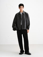 Men's Oversized PU Jacket
