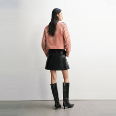 Women's Cropped Tweed-Texture Round-Neck Jacket