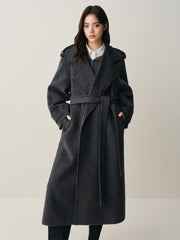 Women's Double-Breasted Trench-Style Cashmere Coat