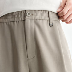 Men's Solid Elastic-Waist Straight-Leg Pants