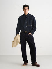 Men's Denim Shirt with Contrast Topstitching