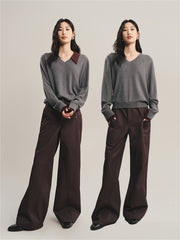 Women's Detachable V-Neck Wool-Blend Sweater