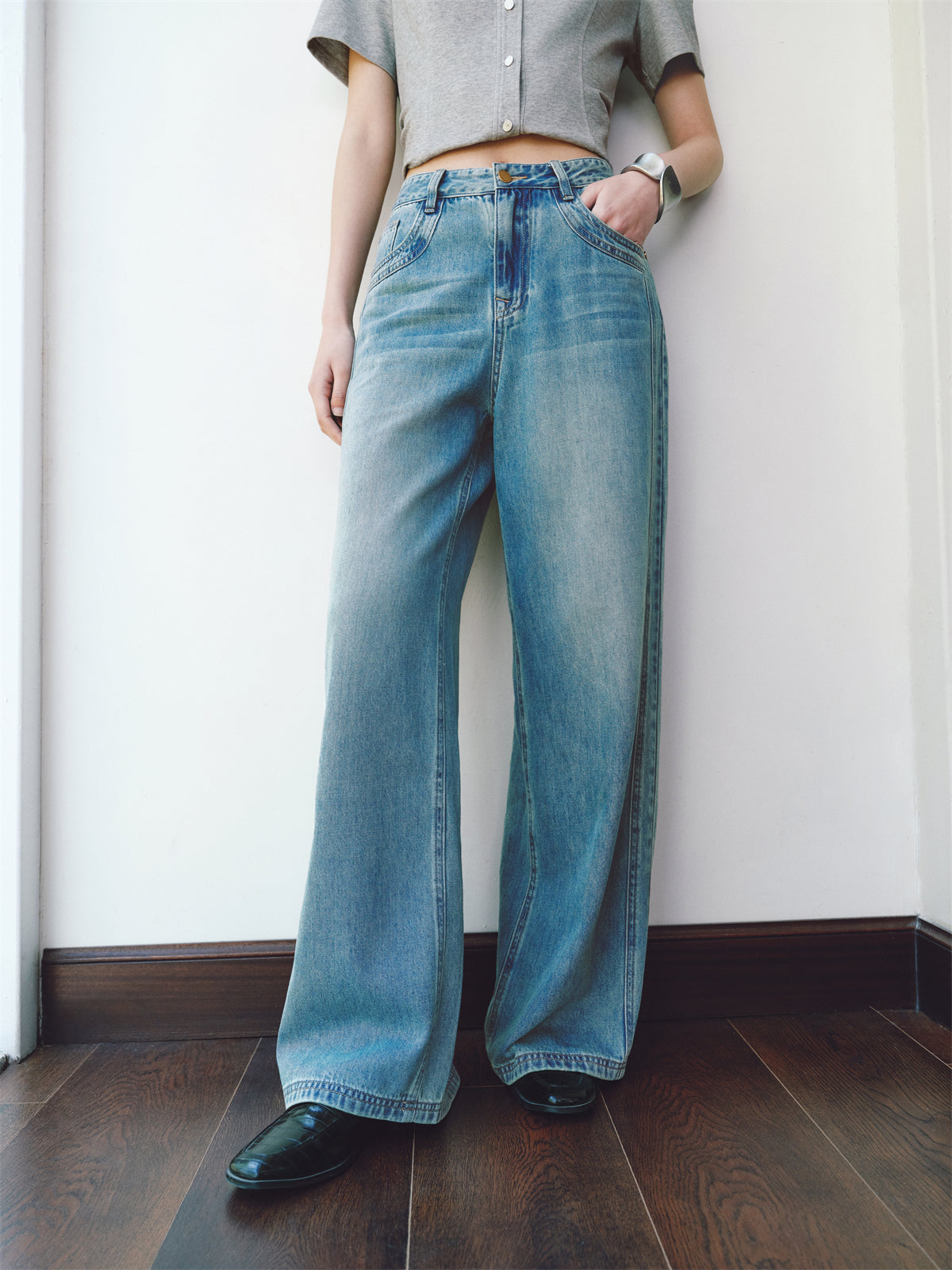 Women's Wash High-Waist Lightweight Wide-Leg Jeans