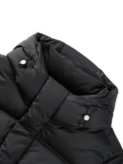 Men's Casual Black Mid-Length Cold-Weather Down Jacket