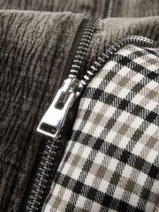 Men's Casual Vintage Textured Plaid-Lined Jacket