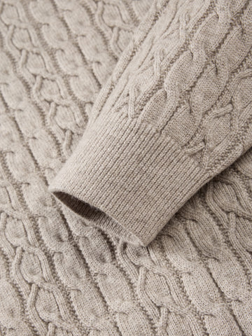 Men's Casual Stand-Collar Cable-Knit Textured Sweater