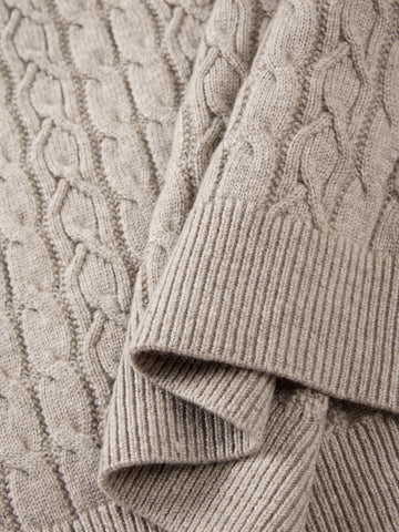 Men's Casual Stand-Collar Cable-Knit Textured Sweater