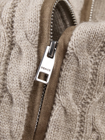 Men's Casual Stand-Collar Cable-Knit Textured Sweater