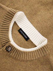 Men's Casual Earth-Tone Pure Wool Knit Cardigan