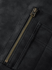 Men's Casual PU Leather Fleece-Collar Jacket-Style Down Jacket