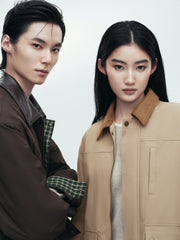 Men's Barn-Style Contrast-Collar Utility Jacket-Style Down Jacket