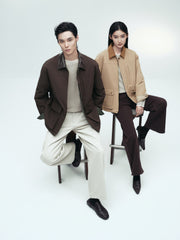 Men's Barn-Style Contrast-Collar Utility Jacket-Style Down Jacket