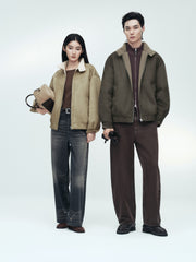 Men's Casual Faux-Suede Fleece-Lined Harrington Jacket