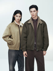 Men's Casual Faux-Suede Fleece-Lined Harrington Jacket