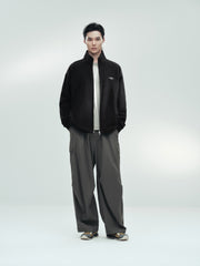 Men's Casual Black Stand Collar Jacket