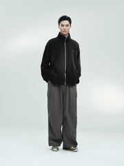 Men's Casual Black Stand Collar Jacket