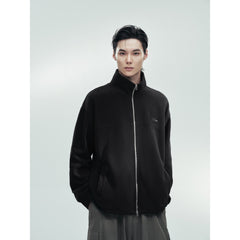 Men's Casual Black Stand Collar Jacket