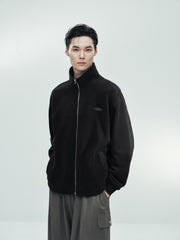 Men's Casual Black Stand Collar Jacket